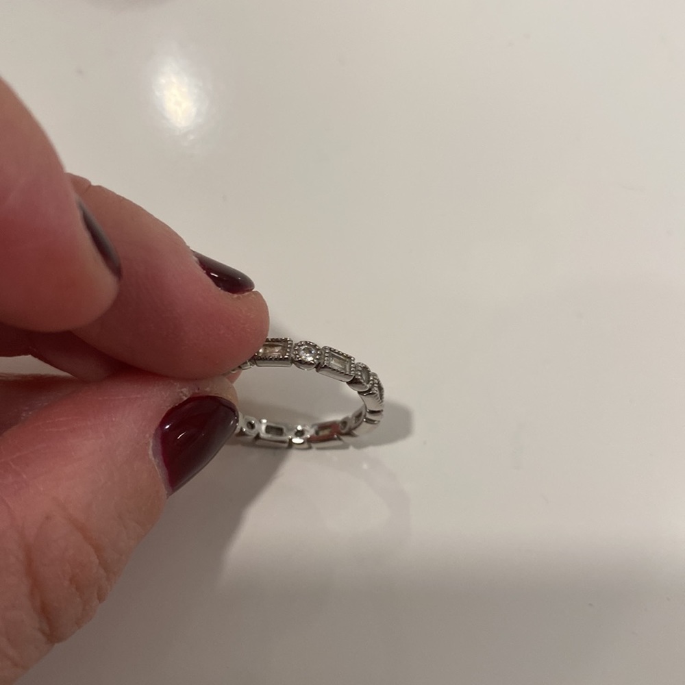 Silver + Cz Band (Stackable) - image 5